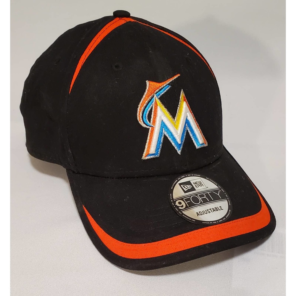 Florida Marlins MLB Adjustable Black Hat / Cap New Era 9forty with tag